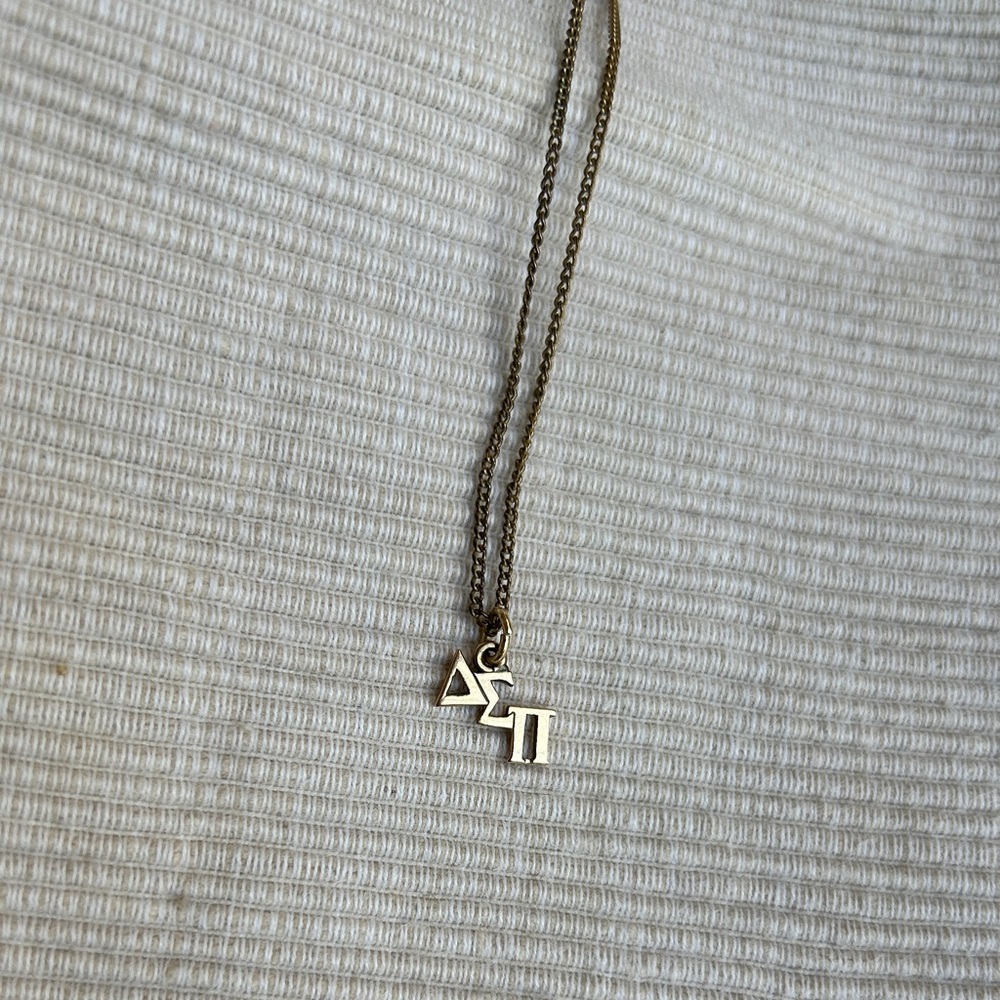 Gold Delta Sigma Pi Greek Letter Necklace